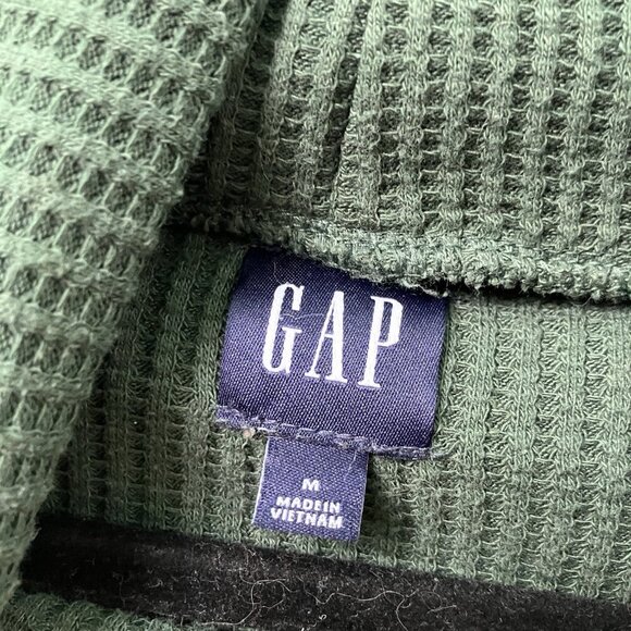Gap Shirt Womens M Waffle Knit Oversize Turtleneck Emerald Green Long Sleeve - Picture 2 of 7